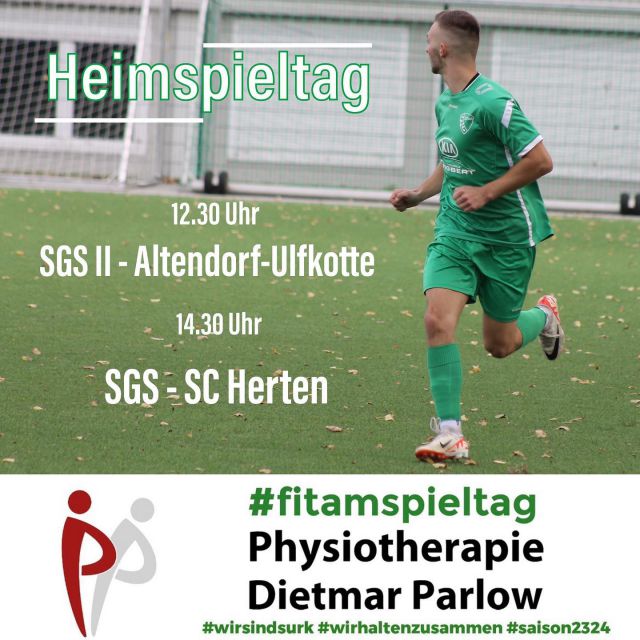 #fitamspieltag #meisterschaft #heimspiel #lülfstrasse #surk #suderwich

Guten Morgen liebe Surker 🌧️

heute stehen die nächsten Heimspiele unserer Senioren an, unsere A-Jugendteams sind auswärts unterwegs 🍀

Um 12.30 Uhr empfängt unsere Zweite den Tabellenvierten @svaltendorf_1964. Die Dorstener sind seit 9 Spielen ungeschlagen und sind erstmals zu Gast in Suderwich! Es wird also mal wieder Zeit für eine Niederlage 😉

Um 14.30 Uhr empfängt unsere Erste den Aufsteiger @sportclubherten . Zuletzt waren die Hertener in der Aufstiegssaison 16/17 zu Gast und unterlagen mit 1:2 👌 Generell ist die Bilanz aus den 5 gemeinsamen Jahren in der A-Liga äußerst positiv - 7 Siege, 2 Remis und nur eine Niederlage! Es wird also Zeit für Sieg Nummer 8 😉

Unsere A2 @sg_suderwich_u18 spielt schon seit 10.30 Uhr bei der JSG ETuS Lippramsdorf und spielt im direkten Duell um Platz 4. Im Hinspiel gab es ein 2:2.

Unsere A1 @sgsuderwich2004er spielt jetzt um 11 Uhr beim Tabellenzehnten TuS Körne und möchte natürlich die Serie von 10 Siegen voll machen 🍀👌

Unterstützt unsere Teams und packt den Schirm 🌂 ein 💚🤍💪

#wirsindsurk #wirhaltenzusammen #teamgeist