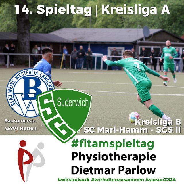 #meisterschaft #fitamspieltag #senioren #auswärts #ajugend #heimspiel

Guten morgen liebe Surker ⛅️

heute sind beide Seniorenteams auswärts gefordert, unsere A1 spielt an der Lülfstrasse 💚🤍🍀

Bereits um 13 Uhr spielt unsere Erste bei @bwwlangenbochum2 . Die Langenbochumer spielen bisher eine tolle Saison und stehen mit 5 Punkten Rückstand auf unsere Jungs auf Platz 6! Gerade zu Hause gelangen bereits Siege gegen die Spitzenteams @vfb.waltrop.1.mannschaft und @sf_stuckenbusch 😳 

Aber unsere Jungs können eine gewisse Auswärtsstärke dagegenhalten, denn bisher gewannen unsere Jungs alle 5 Auswärtsspiele 🔥 Zudem steht noch die Revanche der 0:2-Niederlage aus der Vorsaison aus…

Um 14.30 Uhr spielt unsere Zweite beim @scmarlhamm . Der „ewige“ A-Ligist musste im letzten Jahr den bitteren Gang in die B-Liga antreten, steht aber jetzt schon wieder auf Platz 2 mit Kurs in Richtung Wiederaufstieg 🤷‍♂️ Aber dass unsere Jungs auch auswärts ärgern können zeigten wir nicht zuletzt beim 3:3 beim Spitzenreiter Fenerbahce Marl 🤔 Deshalb hoffen wir heute auf die nächste Überraschung…🍀

Unsere A1 @sgsuderwich2004er empfängt um 11 Uhr den Tabellenvorletzten Firtinaspor Herne und will natürlich den 11. Sieg einfahren 🔥👌

#wirsindsurk #wirhaltenzusammen #teamgeist