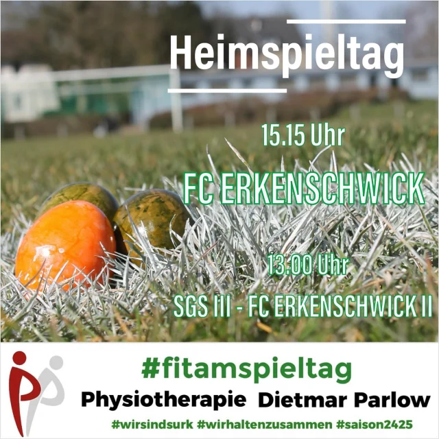 #froheOstern #meisterschaft #fitamspieltag #heimspiele #lülfstrasse 

Wir wünschen euch erst einmal noch frohe Ostern 🐣🐰 

Heute sind zwei unserer drei Senionenteams allerdings nicht mehr auf Ostereiersuche, sondern auf der Suche nach den nächsten 3 Punkten 🤷‍♂️

Um 15.15 Uhr empfängt unsere Erste den Tabellenfünfzehnten @fc26de . Im Hinspiel gewannen unsere Jungs mit 5:3 👌

Um 13 Uhr spielt unsere Dritte zuvor gegen Tabellenführer FCE II. Die Partie gab es in der Hinrunde bereits zweimal. Nach dem Abbruch gewann der FCE das Wiederholungsspiel 2:0. 🤔

Also schaut doch mal an der Lülfstrasse vorbei, wenn ihr einen Osterspaziergamg macht 💚🤍🍀

#wirsindsurk #wirhaltenzusammen #teamgeist